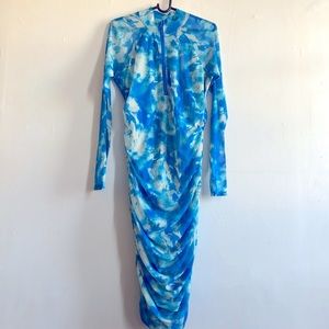 Fashion Nova Clouded Judgement Ruched Midi Dress